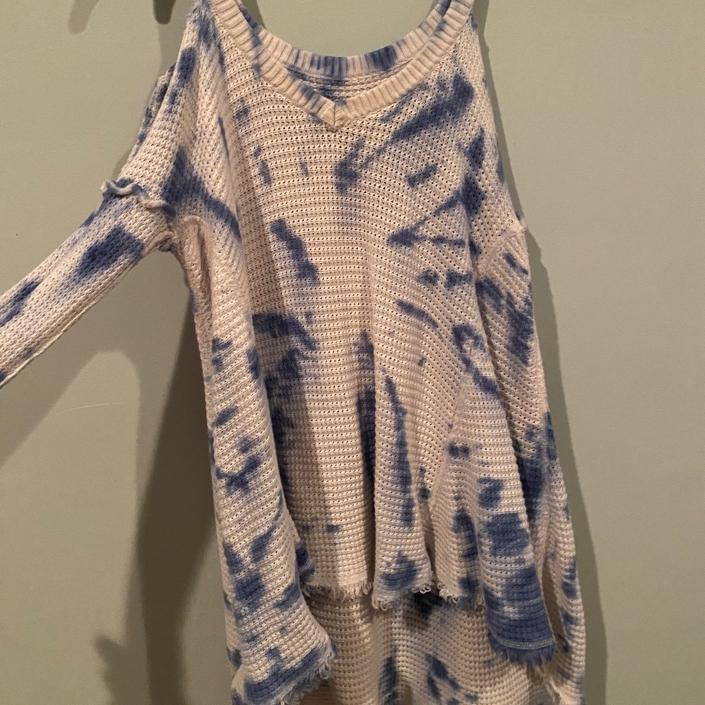 One of a Kind Free People Blue Tie Dye Sweater